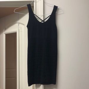 Winged Mo key Black Mini Dress